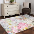 thumbnail image 3 of Area Rugs for Living Room Bedroom, Happy Easter 4'x6' Rug Washable Carpet Runner Indoor Outdoor, Spring Easter Bunny Eggs Floral Gray Wooden Non Slip Accent Floor Mats Rug for Kitchen, Office, 3 of 8