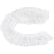 1bag 5 Yards Ruffle Lace Trim Ribbon 3.3" White Bowknot Pearl Beaded Ruffled Gathered Edge Trim Vintage Fabric Embroidered Sewing Dress Patches Trimming for Curtain Wedding Bridal Crafts