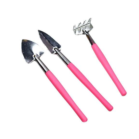 Leodye 3PCS Mini Garden Tools Set - Cute Wooden Handle, for Plant Transplant & Potted Flower Care -5.91x1.57in