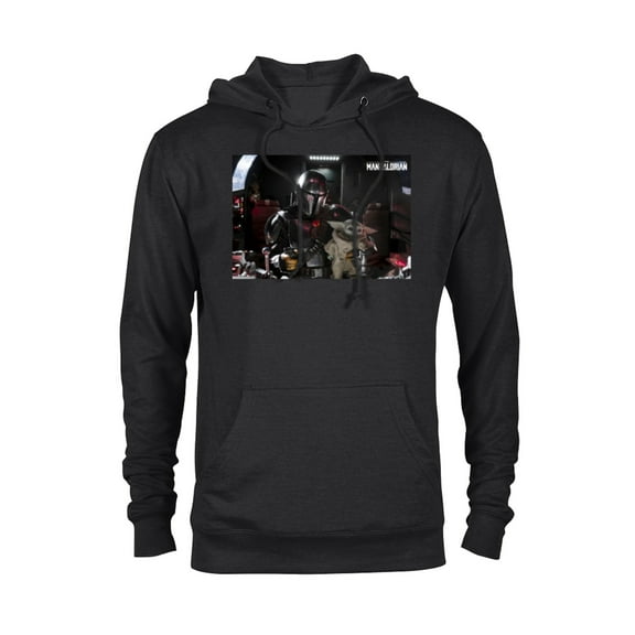 Star Wars The Mandalorian and The Child Pilot and Co-Pilot - Pullover Hoodie for Adults - Customized-Black