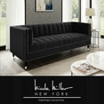 thumbnail image 1 of Nicole Miller Janie Velvet Sofa Channel Tufted Nailhead Trim Metal Leg Tip Contemporary, Black/Chrome, 1 of 9