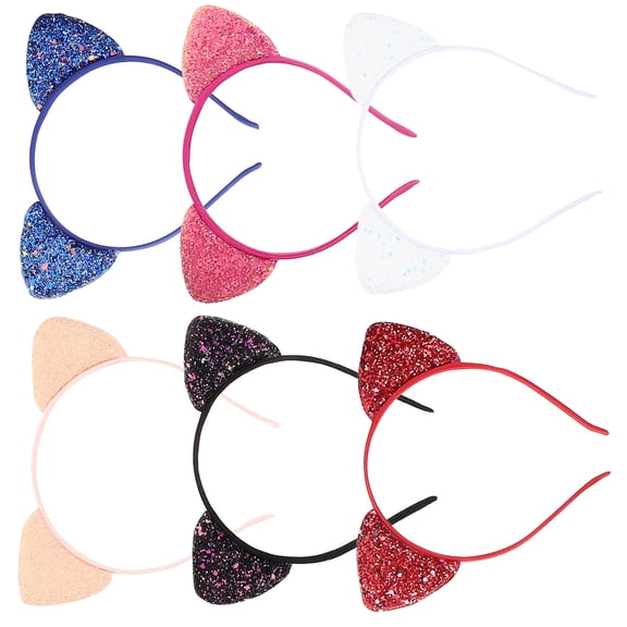 TEHAUX Set of 6 Adorable Cat Ear Hairbands for Girls, Perfect for Cosplay and Party Decorations