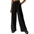 thumbnail image 2 of Women'S Wide Leg Beach Pants Elastic Waist Light-Weight Flowy Palazzo Lounge Trousers with Pockets, 2 of 9