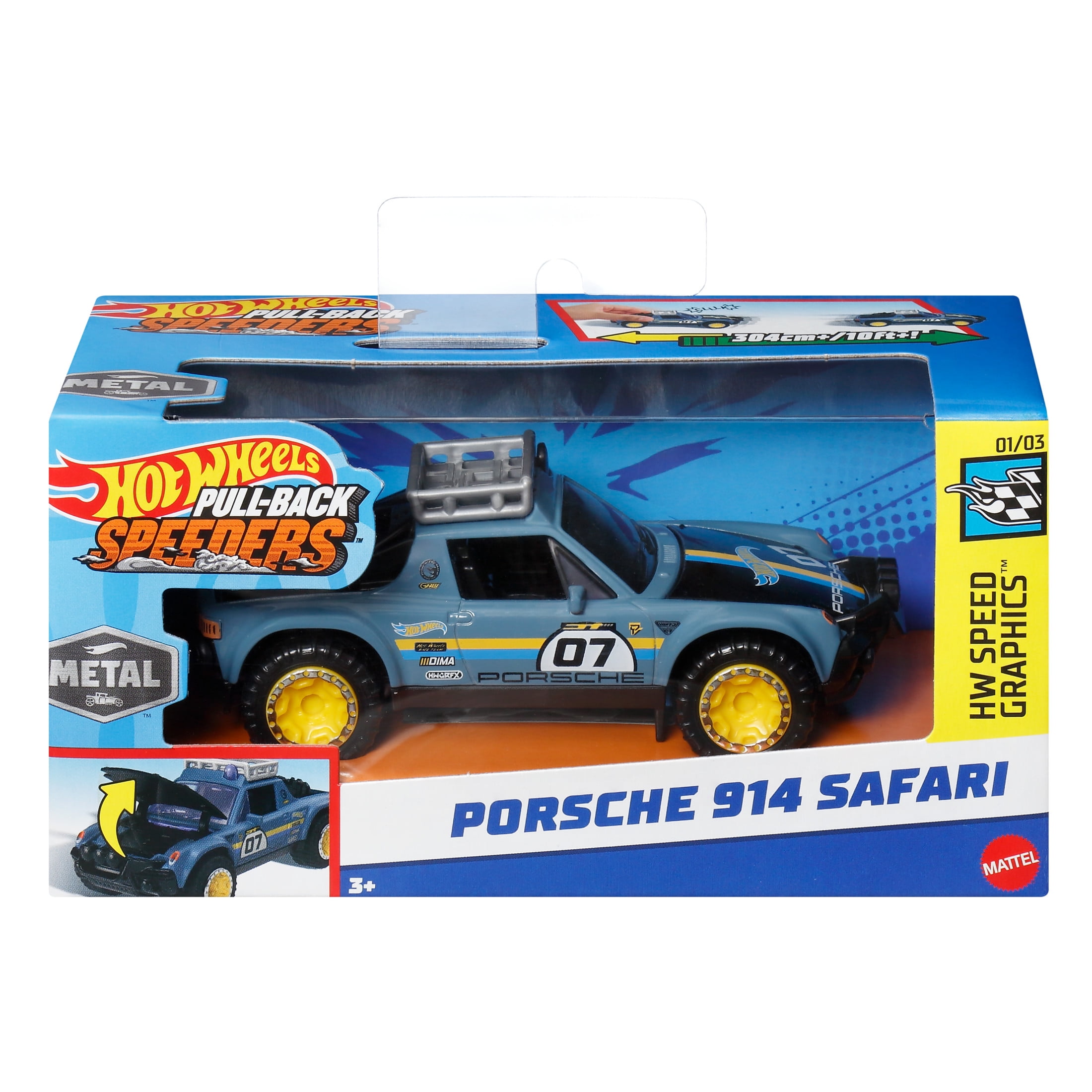 Hot Wheels® PullBack Speeders™ Toy Car in 1:43 Scale, Pull Car Backward & Release to Race  (图3)