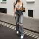 thumbnail image 1 of WILLBEST Jeans Mujer Pantalones Vaqueros de Cintura Alta para Mujer, Holgados, Elásticos, Cómodos, Con Cintura Elástica, Informales, Con Bolsillos y Diseño Moderno Con Agujeros. Extra Grande, 1 of 3