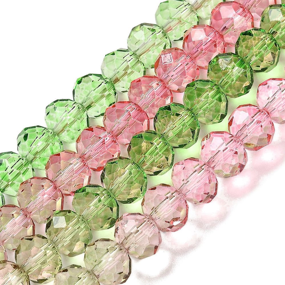 Transparent Painted Glass Beads Strands Faceted Rondelle Colorful 8x6.5mm Hole: 1mm about 63pcs/strand 16.14''(41cm)