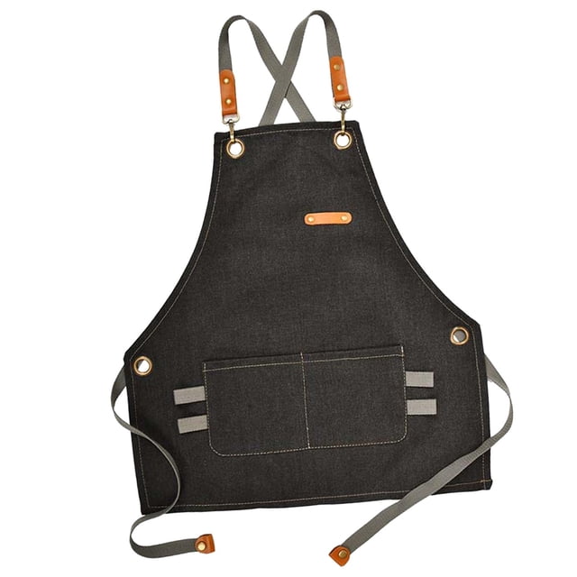 Delantal de cocina para niños con bolsillo impermeable y resistente al agua Negro