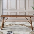 thumbnail image 4 of JERFIT Mid-Century Modern Wooden Bench, Walnut Brown Solid Rubberwood Storage Bench for Entryway, Dining Room, Living Room, 4 of 10
