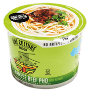 One Culture Foods Bone Broth Instant Cup Noodles, Vietnamese Beef Pho - Natural - Non-GMO (Pack of 8)