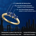 thumbnail image 2 of Gem Stone King 18K Yellow Gold Plated Silver Blue Created Sapphire Engagement Ring for Women | 1.10 Cttw | Round 5MM | Gemstone September Birthstone | Size 5, 2 of 6