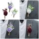 thumbnail image 2 of Set of 6 Reusable Salvia Corsage Flower Groomsmen Boutonniere Wedding Party Artificial Silk Flower for Various Occasion White, 2 of 4