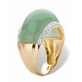 thumbnail image 2 of PalmBeach Jewelry Genuine Green Jade and White Topaz Dome Ring .56 TCW in 14k Gold-plated Sterling Silver, 2 of 5