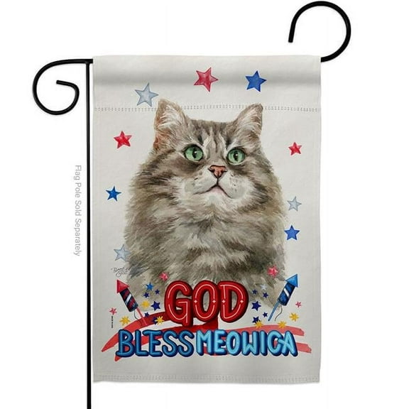 Breeze Decor G120184-BO Patriotic Silver Siberian Animals Cat 13 x 18.5 in. Double-Sided Decorative Vertical Garden Flags for House Decoration Banner Yard Gift