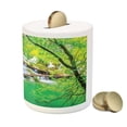 thumbnail image 3 of Waterfall Piggy Bank, Cascade Path over the Lake by the Waterfall and Hills Mother Nature Theme Idyllic, Ceramic Coin Bank Money Box for Cash Saving, 3.6" X 3.2", Green Grey, by Ambesonne, 3 of 4