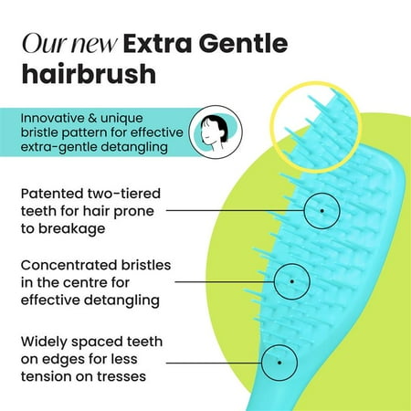 The Essential Detangler® by Tangle Teezer® for Extra Gentle Hair, Turquoise Green