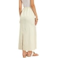 thumbnail image 3 of INSPIRE CHIC Maxi Skirt for Women Casual Fishtail Elastic Waist Drawstring Back Slit Long Flared Skirts XS Beige, 3 of 6