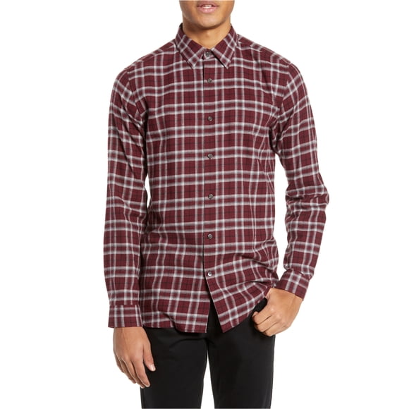 Theory - Camisa a cuadros para hombre, color rojo, grande