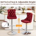 thumbnail image 4 of Swivel Bar Stools of 2, LegaHome Velvet Counter Height Barstools, 25-33 Inch Adjustable Height Bar Stools for Kitchen Counter, Modern Upholstered Kitchen Island Chairs, 300lbs Capacity, Burgundy, 4 of 8