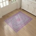 thumbnail image 3 of ODIKA 3'x5' Washable Accent Rug Purple Vintage Beige Scrolling Vine Border Pink Boho Lilac for Bedside, Nursery Room, Pet Friendly & Non-Shedding, 3 of 7