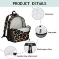 thumbnail image 4 of Mushroom and Fern Black Pattern Backpack for School, Cute School Bag with Adjustable Shoulder Straps and Padded Back, 13.8"x11.4"x6", 4 of 5