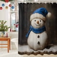 thumbnail image 6 of Shower Curtain 66"W x 72"L Winter Christmas Snowman Blue Hat Scarf Fabric Shower Curtains Set with Hooks Water Repellent Bathroom Curtains Machine Washable Bathroom Accessories, 6 of 9