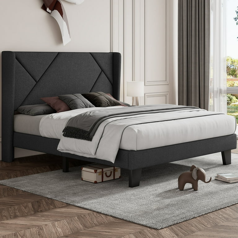 Zinus upholstered geometric 2024 paneled platform bed