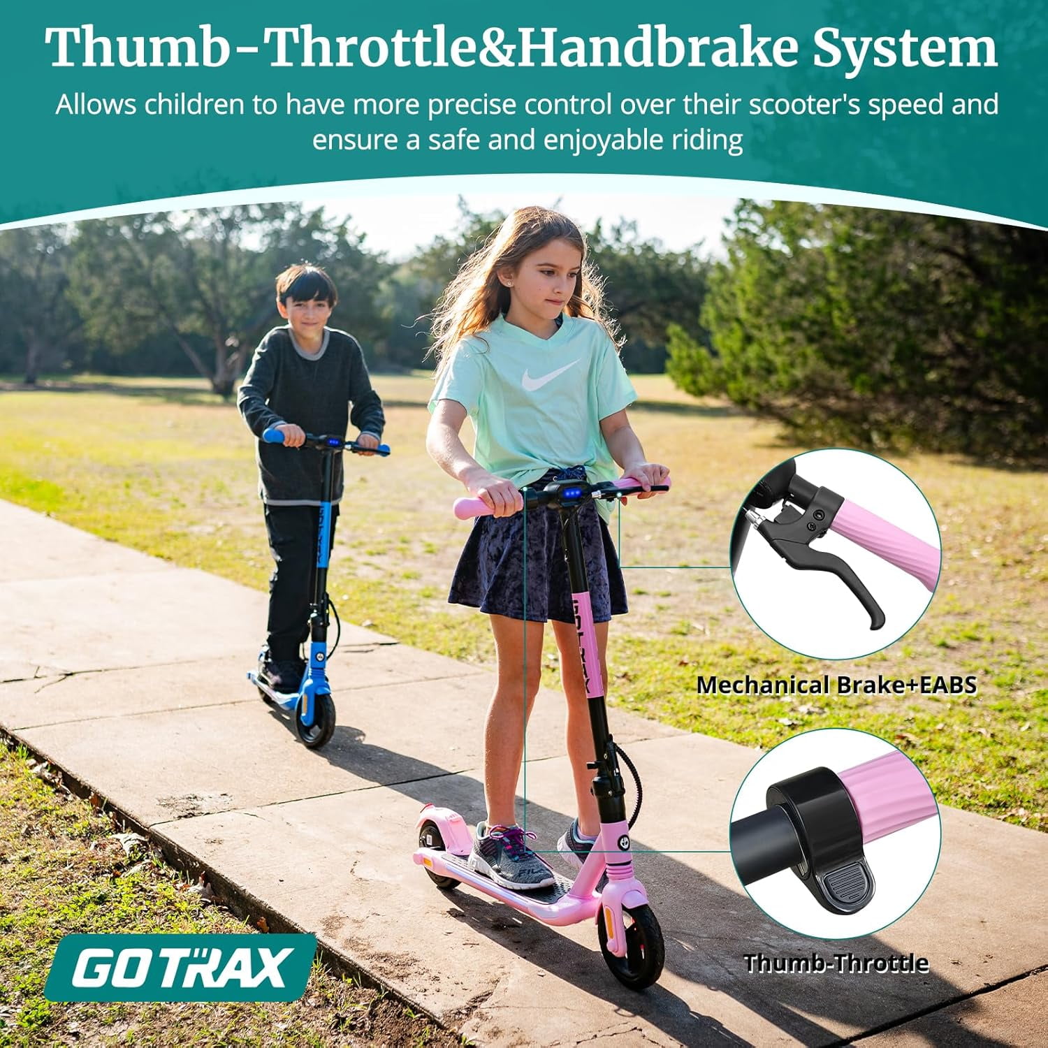 GOTRAX Comet Foldable Electric Scooter for Kids Ages 6-12, 150W Motor, 10 MPH Max Speed, 7 Mile Range,Pink