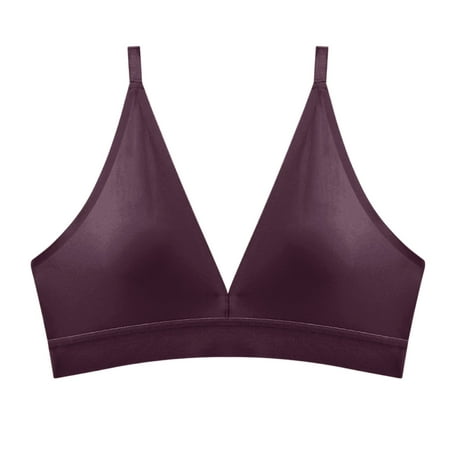SwiftWear Women s Solid Color Nude V Seamless Underwear Wireless Low Impact Sports Bras for Women Adjustable Strap Workout Yoga Bras  Purple L