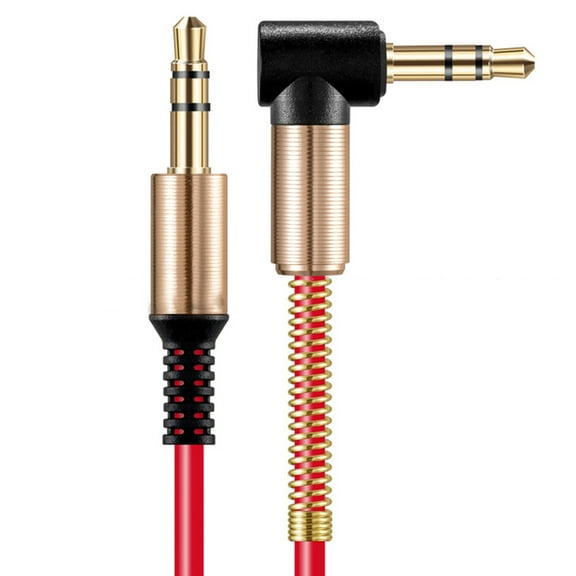 Naierhg 3.5mm Male Straight to Elbow Audio Adapter Cable Cord Rose Red
