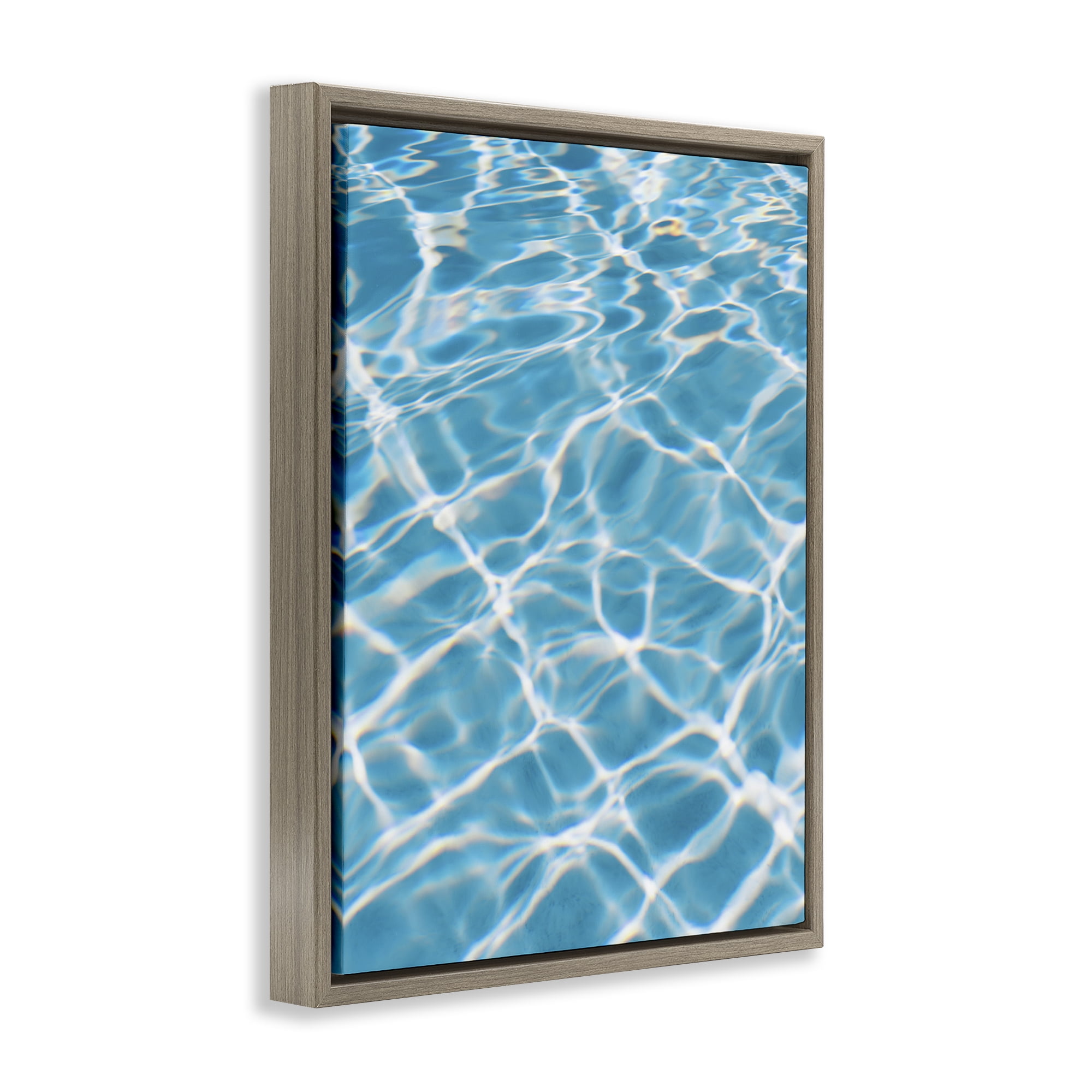 Stupell Industries Summer Water Reflection Abstract Painting Brown Floater Framed Canvas Art Print Wall Art, 25 x 31