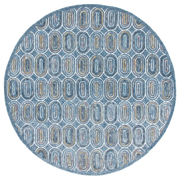 SAFAVIEH Metro Wichita Geometric Area Rug, Blue/Yellow, 6' x 6' Round