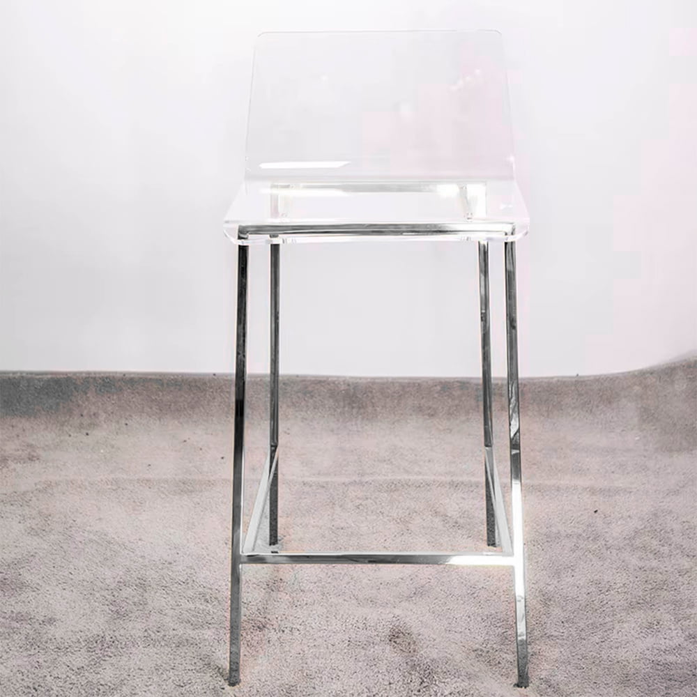 Tabouret de comptoir en acrylique transparent – Heavenly Collection, base argentée | Parfait pour un îlot de cuisine ou une salle à manger