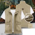 thumbnail image 4 of Atkumj Men Fishing Vest Fashion Multi‑Functional Stand Collar Zip Up Drawstring Hem Oversized Vests Casual Solid Color Loose Mens Outerwear Vests for Outdoor Activity 3XL, 4 of 9
