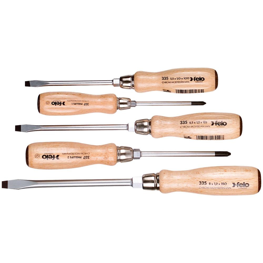 Felo22155 5pc Wooden Screwdriver Set