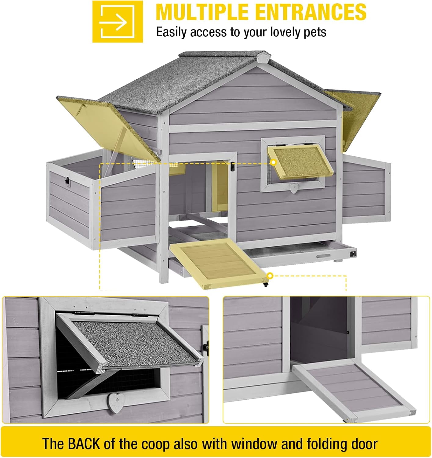 Aivituvin Chicken Coop with Two Large Nesting Boxes Wooden Hen House Outdoor Poultry Cage Duck Coop Weatherproof