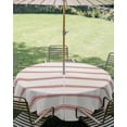 thumbnail image 3 of Outdoor Tablecloth with Umbrella Hole Zipper Red Striped Round Tablecloth 60" Waterproof Outside Table Cloth Rustic Red Stripe Modern Art Beige Patio Table Cover Tablecloths for Picnic Party, 3 of 8