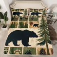 thumbnail image 2 of Homewish Woodland Animal Bear Twin Sheet Sets,Rustic Pine Cone Twin Fitted Sheet,Beige Black Green Flat Sheet For Men Women,Super Cozy Room Decor,3 Pieces, 2 of 7