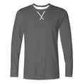 thumbnail image 4 of XUNKUSGA Men's T-Shirts Casual Long Sleeve Longline Crew Neck Pullover Top Fashion Hip Hop Embroidered Tops for Men Soft Comfortable Breathable Going Out Tops M-5XL Gray, 4 of 5