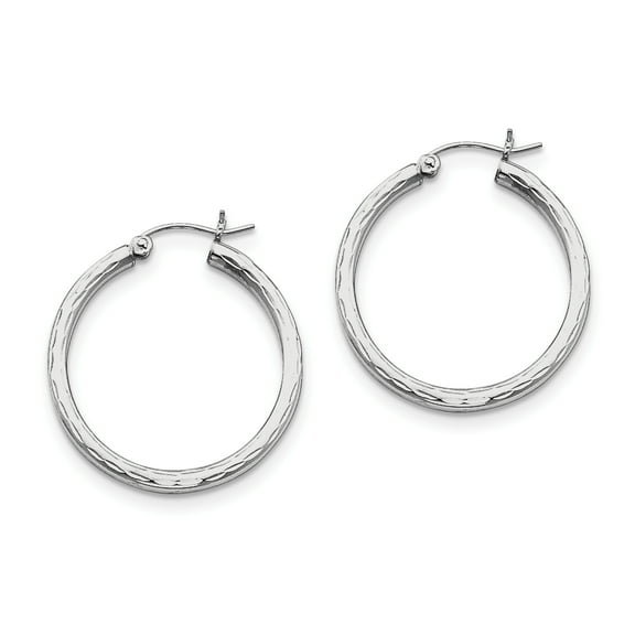 Primal Silver Sterling Silver Rhodium-plated 2.25mm Diamond-cut Hoop Earrings
