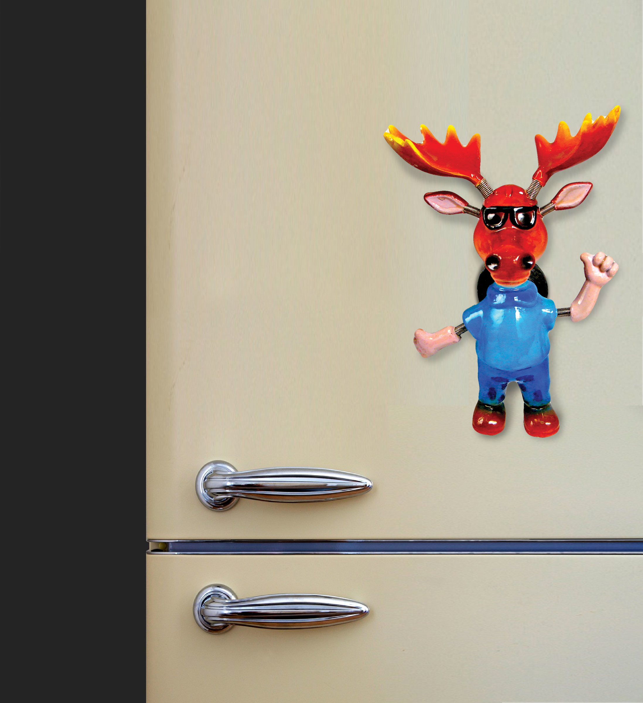 CoTa Global Cool Moose Refrigerator Bobble Magnets Set of 3 - Assorted Color Fun Cute Wild Life Animal Bobble Head Magnets For Kitchen Fridge, Home Decor and Cool Office Decorative Novelty - 3 Pack