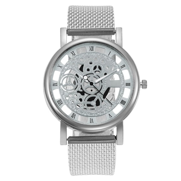 Guodhu Mens Watches Gold/Silver Mechanical Stainless Steel Skeleton Steampunk Quartz Watch Business Men's Wrist Watch,Dainty Birthday Gifts for Men