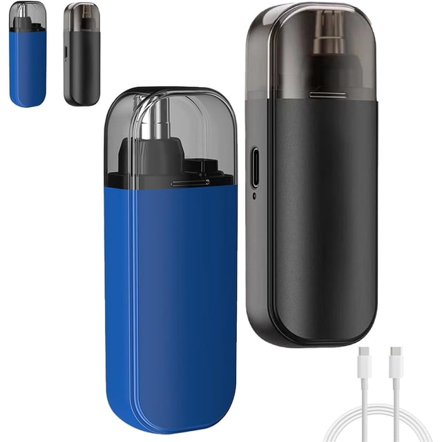Recortador de vello nasal portátil, cortador de vello nasal 2 en 1, recortador de vello nasal eléctrico unisex, recargable por USB, resistente al agua con tapa protectora contra el polvo (1 pieza negr