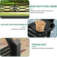 thumbnail image 6 of Dextrus Outdoor Bench 50" Metal Bench with Cup Holder Spear Pattern Patio Bench with Backrest and Armrest for Porch Lawn Balcony Backyard and Indoor Black, 6 of 6