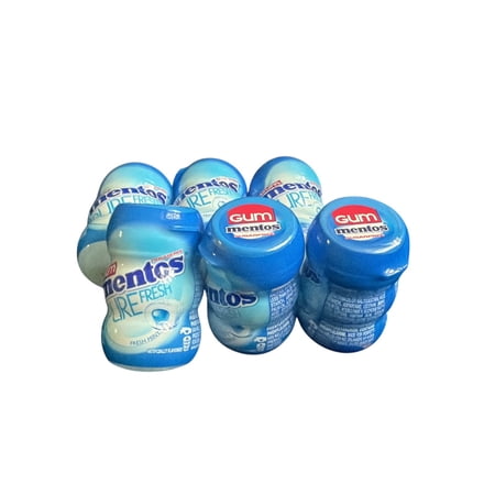 Mentos Pure Fresh Sugar-Free Chewing Gum, Fresh Mint, 10 Piece Bottle, Pack of 6