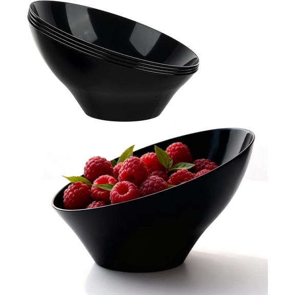 54oz Clear Plastic Serving Bowls for Party - 12 Pack Angled Disposable Serving Bowls, Party for Chips, Snacks, Fruit, Salad - Bowls for Parties, Daily Use, Catering, Christmas