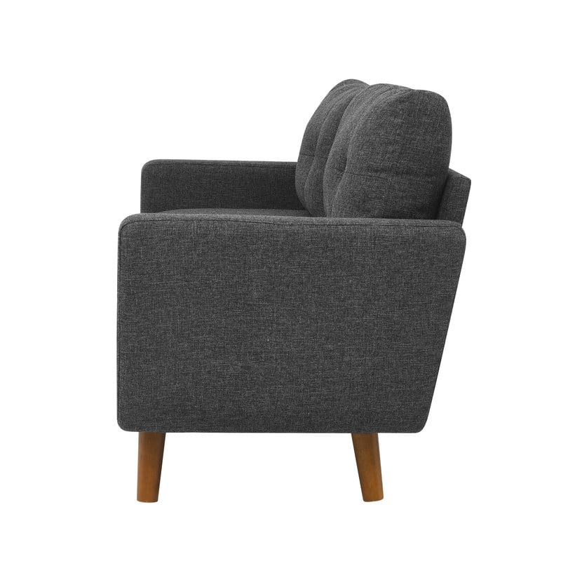 Timbernest 67.7" Loveseat, Mid-Century Loveseat Sofa Couch with Wooden Legs, Dark Gray Tufted Upholstery
