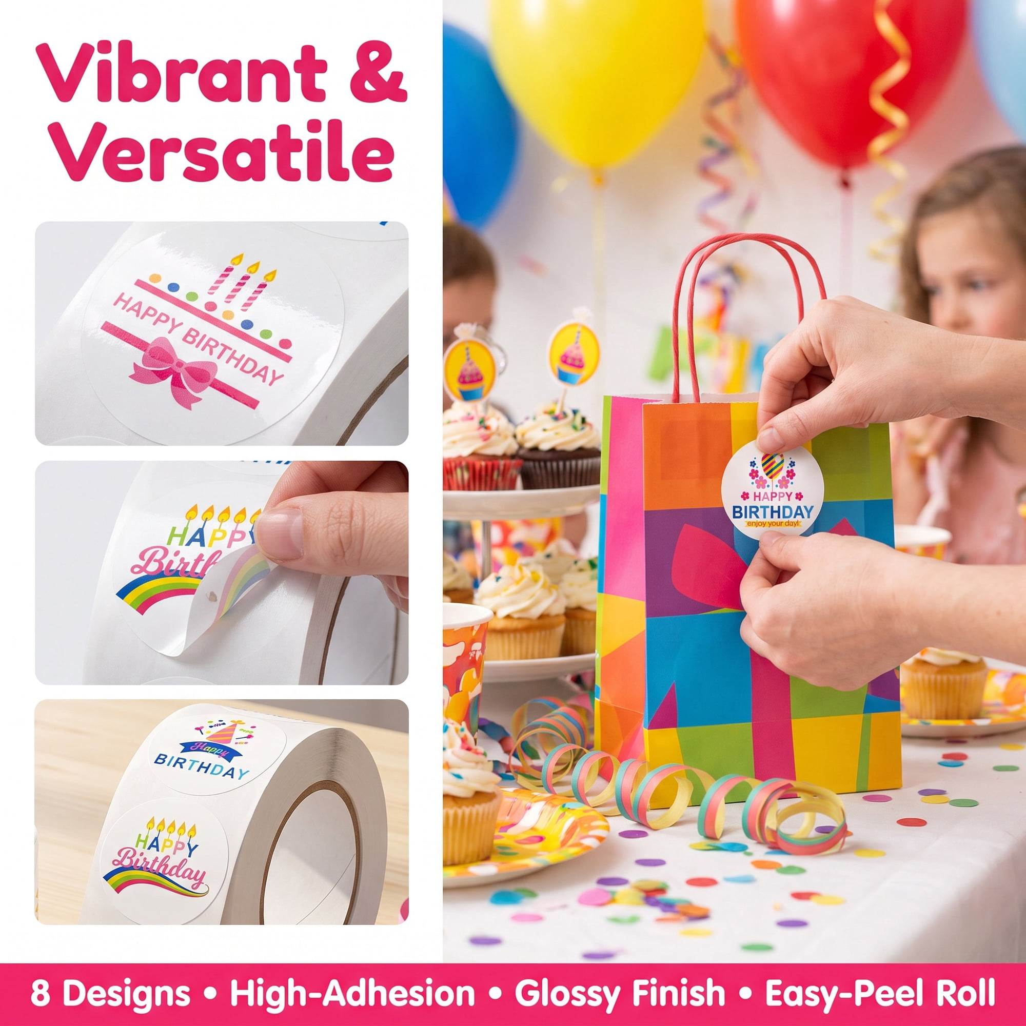 Unique Bargains Vibrant Circle Gift Wrapping Stickers for All Occasions 1" x 1" Multicolor