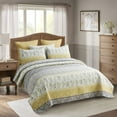 thumbnail image 3 of JML Bedspread Set, King, Grey & Yellow Floral, 3 Piece, 3 of 6