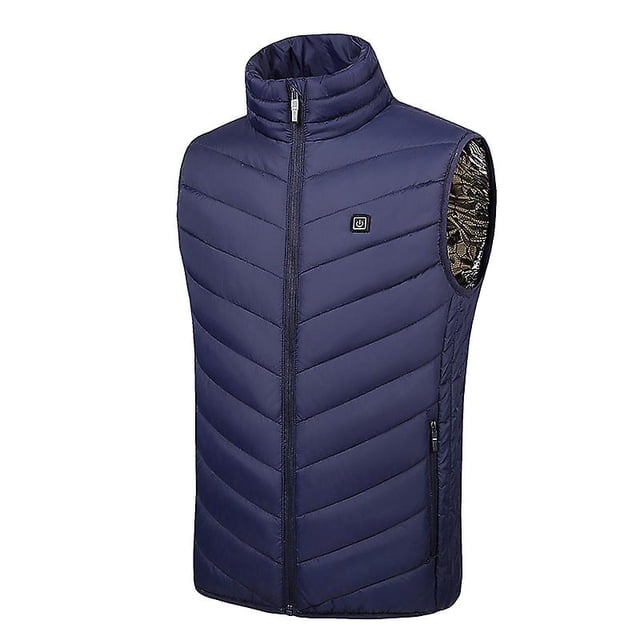 Chaleco calefaccionado para hombres, chaqueta calefactable recargable por USB, 4 zonas calefactadas, chaleco de caza calefaccionado de invierno sin batería (azul)