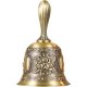 thumbnail image 1 of Campana de mano, campana clásica de aleación de zinc, campana de mano de aleación de zinc, con grabado, para escuela, recepción, cena, tienda, hotel, campana dorada (bronce), 1 of 5